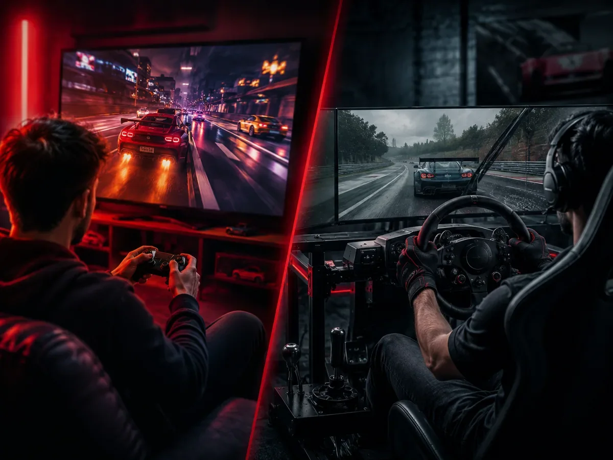 Arcade racing game visual comparing arcade mode and story mode