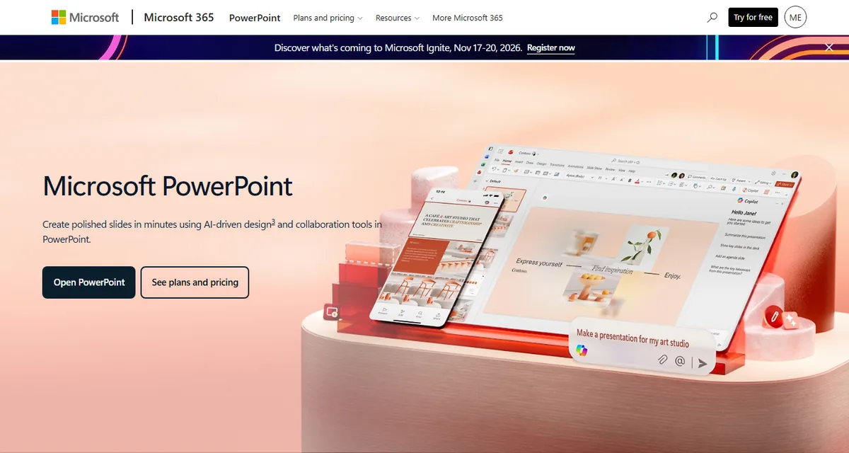 The official Microsoft PowerPoint page on microsoft.com