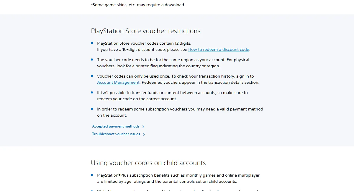Bagian PlayStation Store voucher restrictions: kode berisi 12 digit, harus satu region dengan akun, hanya bisa dipakai sekali, tidak bisa dipindah antarakun